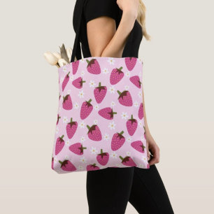 Jordgubbar Daisy Blommönster Girly Rosa Tygkasse
