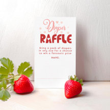 Jordgubbar Diaper Raffle Baby Shower Biljett