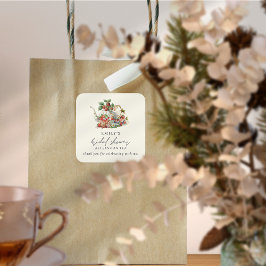 Jordgubbar Eftermiddagste Bröllopsfest Tack Fyrkantigt Klistermärke