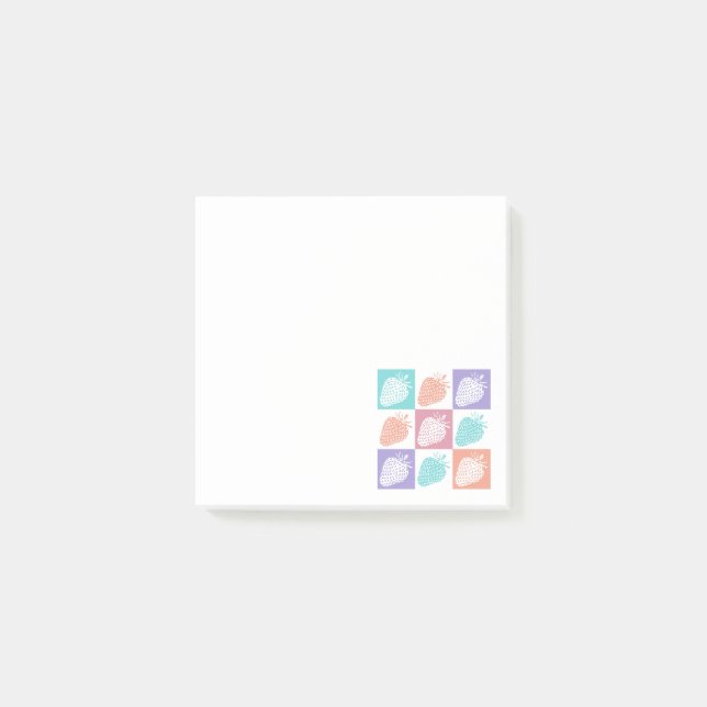 Jordgubbar Färgrik Sommar Post-it Block (Framsida)