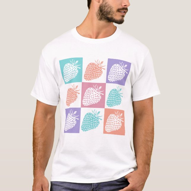 Jordgubbar Färgrik Sommar T Shirt (Framsida)