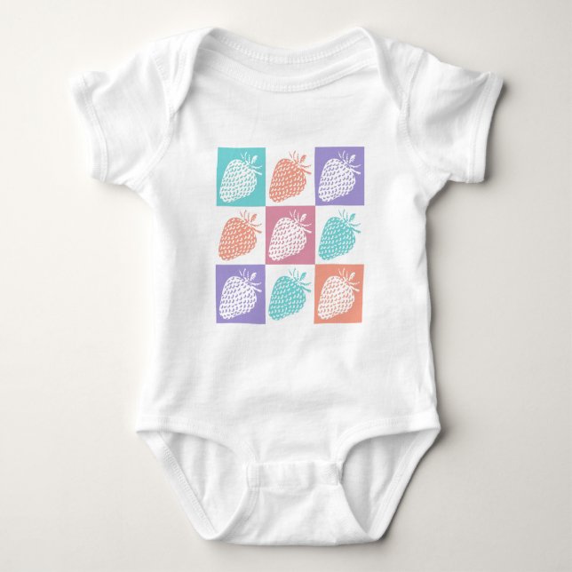 Jordgubbar Färgrik Sommar T Shirt (Framsida)