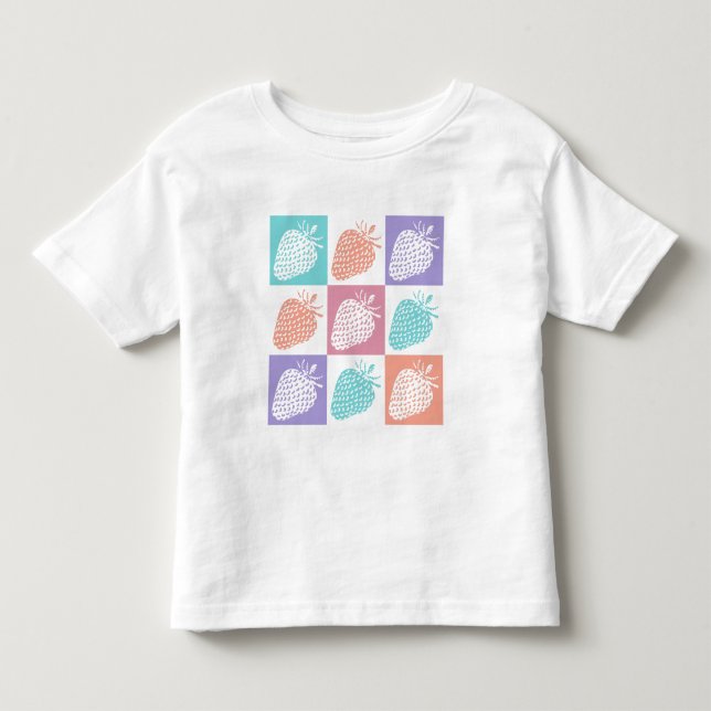 Jordgubbar Färgrik Sommar T Shirt (Framsida)