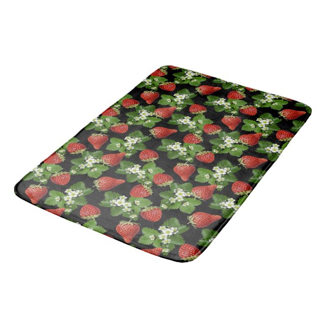 Jordgubbar Farm Fresh Black Bath Mat Badrumsmatta (Vinklad)