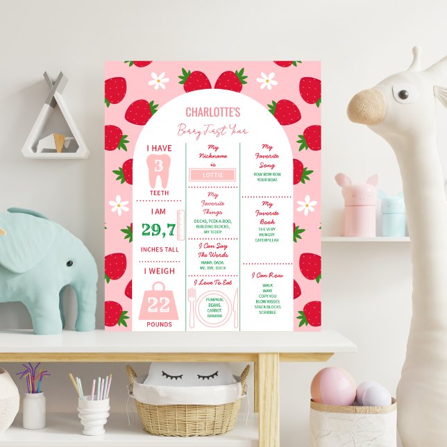 Jordgubbar första 1:a födelsedag Milestone Sweet O Poster (Skapare uppladdad)