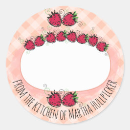 jordgubbar från köket av konservering runt klistermärke