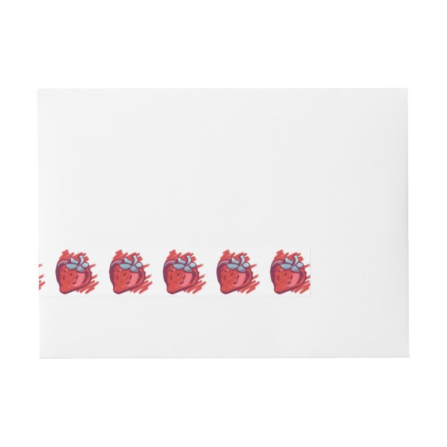 Jordgubbar från Mönster på guld Party Saker Etikettband (Framsidan)