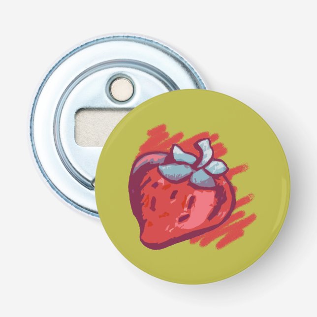 Jordgubbar från Mönster på guld Party Saker Flasköppnare (Framsidan)