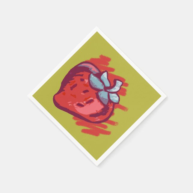 Jordgubbar från Mönster på guld Party Saker Pappersservett (Hörn)