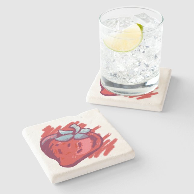 Jordgubbar från Mönster på guld Party Saker Underlägg Sten (Sidan)