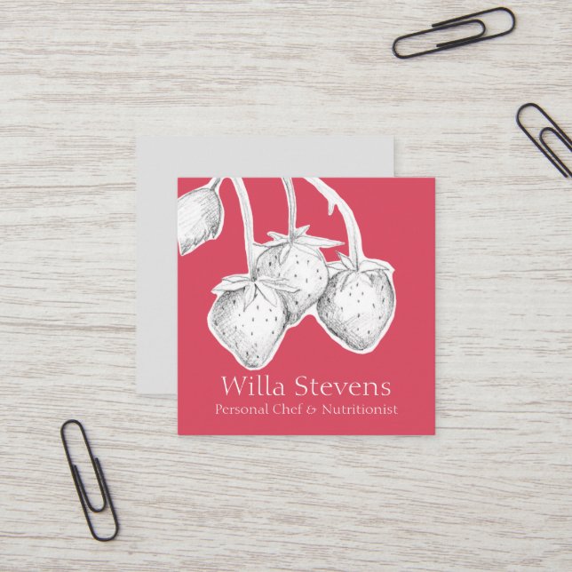 Jordgubbär Fruit Homemade Sylt Jelly Preserve Fyrkantigt Visitkort (Fram/Back In Situ)