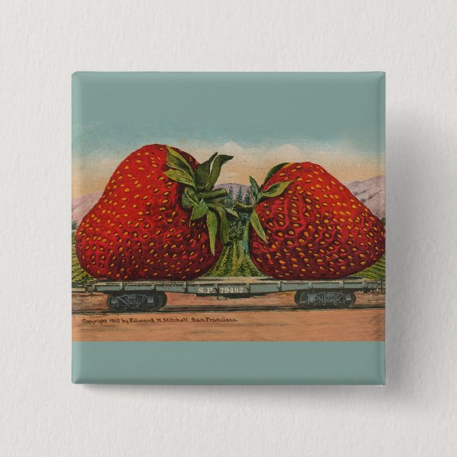 Jordgubbar Giant Antique Fruit Roligt Knapp (Framsida)