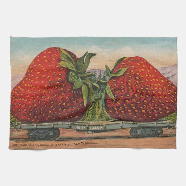 Jordgubbar Giant Antique Fruit Roligt Kökshandduk (Horisontell)