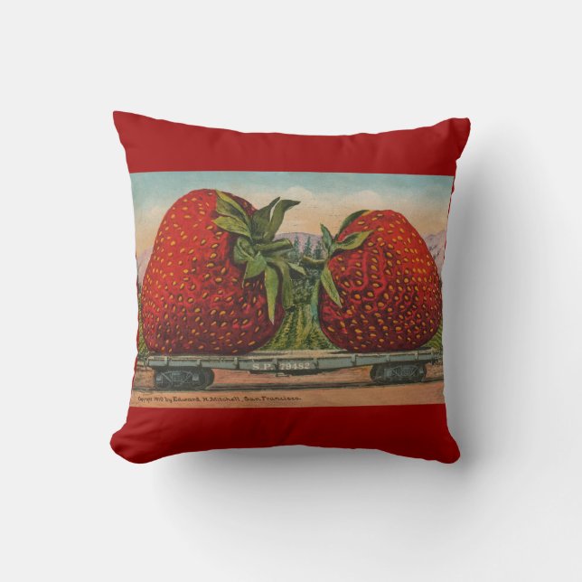 Jordgubbar Giant Antique Fruit Roligt Kudde (Framsida)