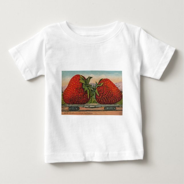 Jordgubbar Giant Antique Fruit Roligt Tee Shirt (Framsida)