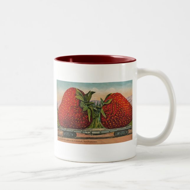 Jordgubbar Giant Antique Fruit Roligt Två-Tonad Mugg (Höger)