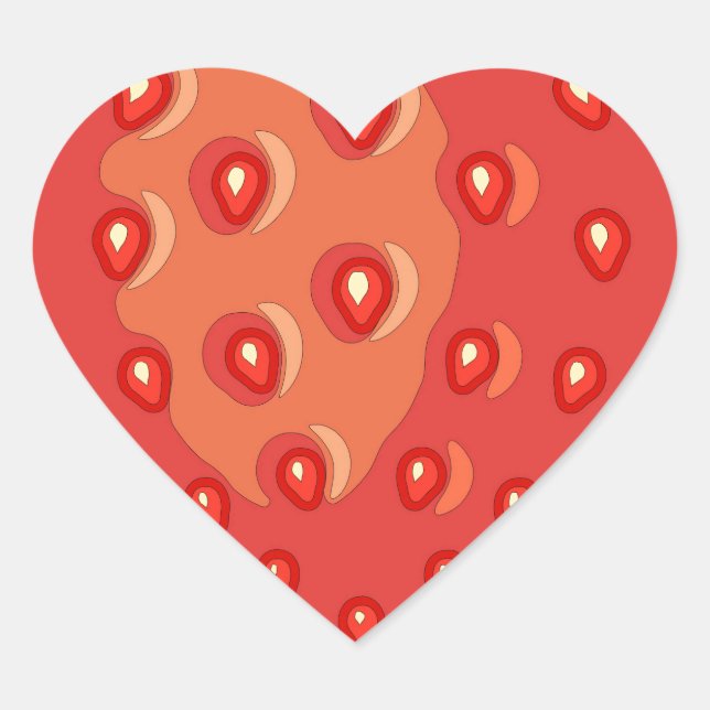 Jordgubbar (hjärta) hjärtformat klistermärke (Framsida)