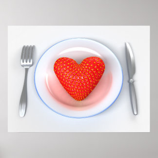 Jordgubbar - Hjärtat Poster