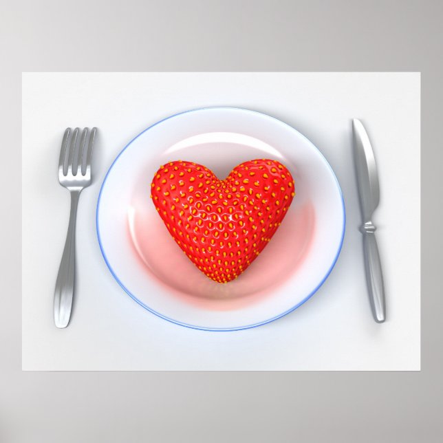 Jordgubbar - Hjärtat Poster (Framsidan)