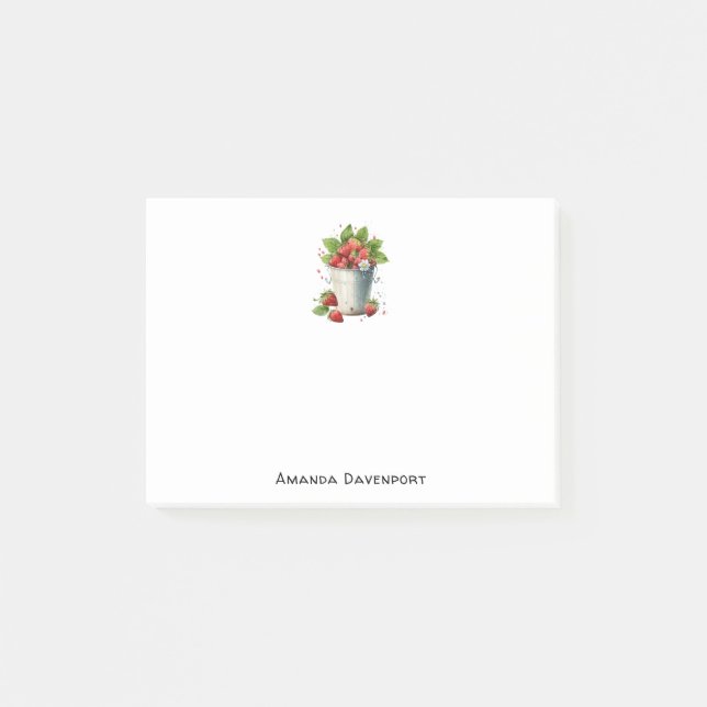 Jordgubbar i en Bucket Post-it Block (Framsida)