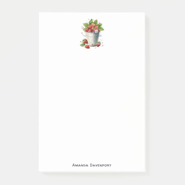 Jordgubbar i en Bucket Post-it Block (Framsida)