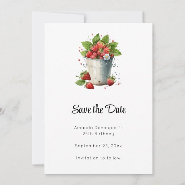 Jordgubbar i en Bucket Spara Datumet (Framsida)