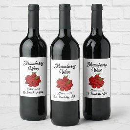 Jordgubbar i Vin Vinflaska Etikett