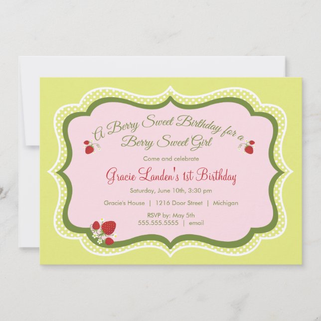 Jordgubbar| Inbjudan till födelsedag (Framsida)