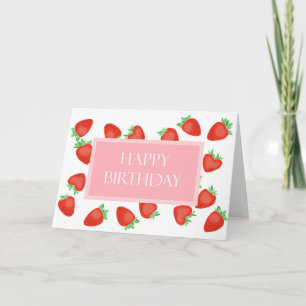 Jordgubbar Jordgubbar Rosa Söt Grattis på födelsed Kort