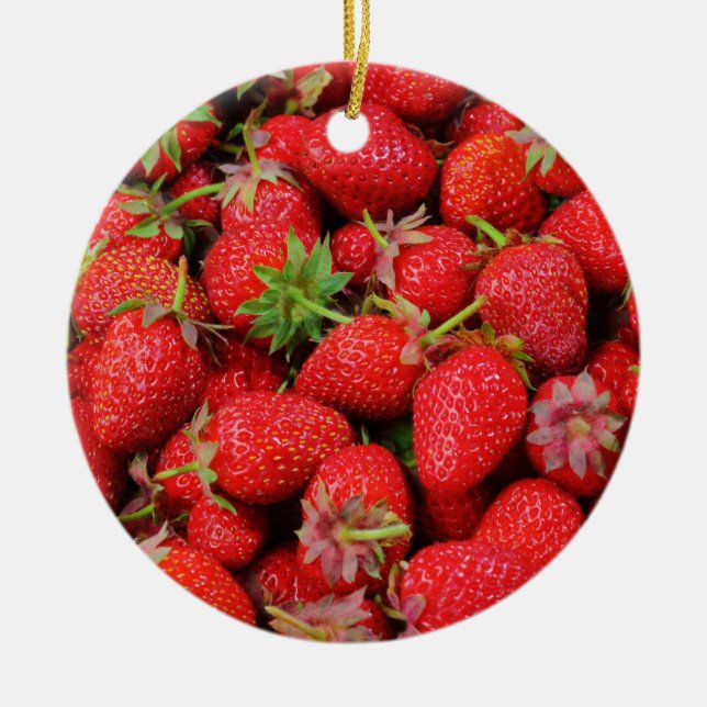 Jordgubbar Julgransprydnad Keramik (Framsidan)