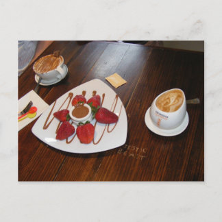 Jordgubbar, kaffe och choklad. vykort