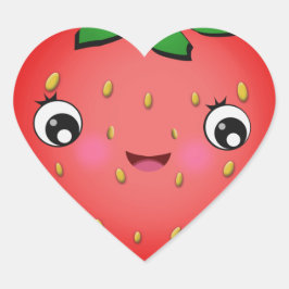 Jordgubbar Kawaii Heart Shape Stickers Hjärtformat Klistermärke