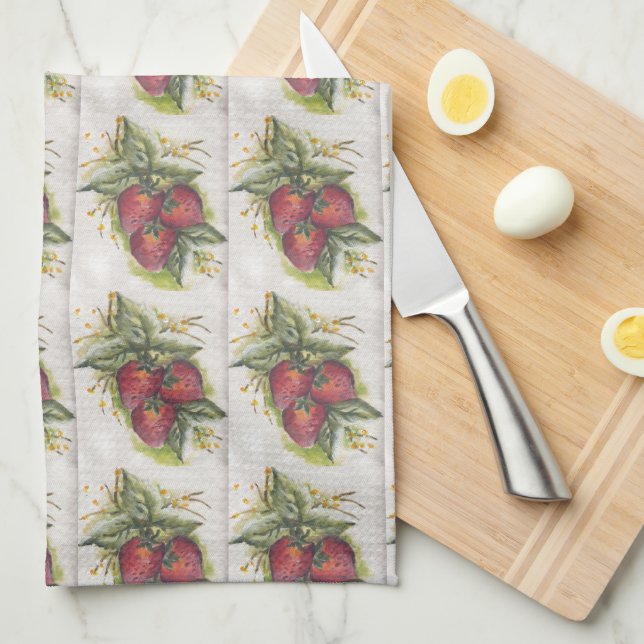 Jordgubbar Kökshandduk (Vikt i Fjärdedel)