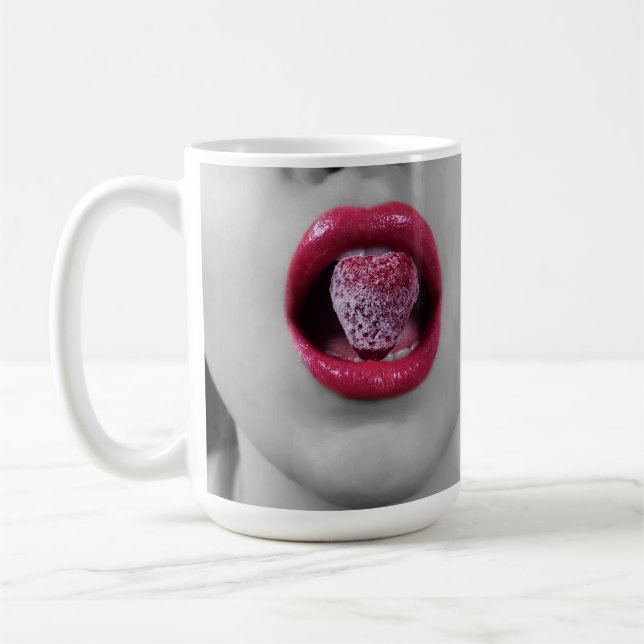 Jordgubbar läppar kaffemugg (Vänster)