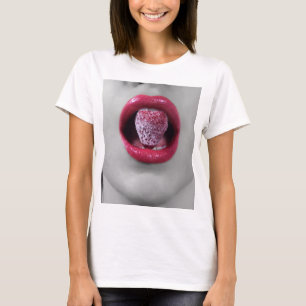 Jordgubbar läppar t shirt