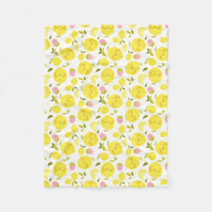 Jordgubbar Lemon White Fleecefilt