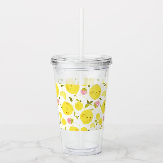 Jordgubbar Lemon White Take Away Mugg (Framsida)