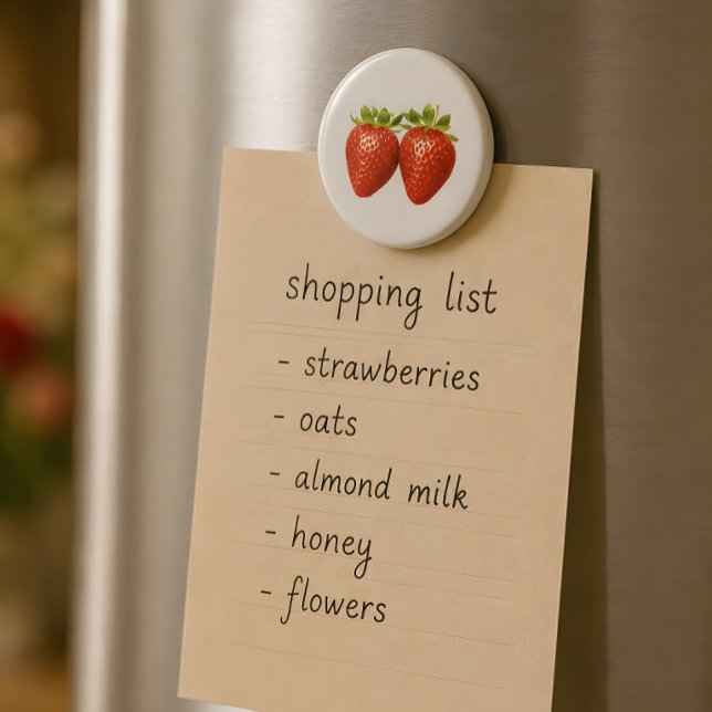 Jordgubbar Magnet (Cute strawberry magnet for cozy kitchens and shopping lists.)