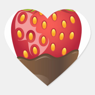 Jordgubbar med choklad hjärtformat klistermärke