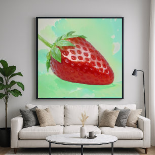 Jordgubbar med Löv - Painterly Stil Poster