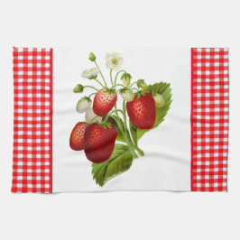 Jordgubbar med Red Gingham Kitchen Hand Towel Kökshandduk