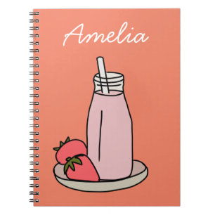 Jordgubbar Milkshake-rosa Anteckningsbok