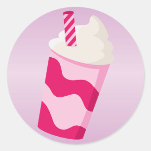 Jordgubbar Milkshake Runt Klistermärke