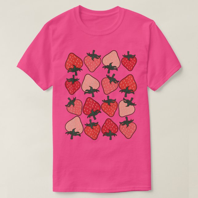 Jordgubbär Mönster Fruitarian Berry Strawbär F T Shirt (Design framsida)
