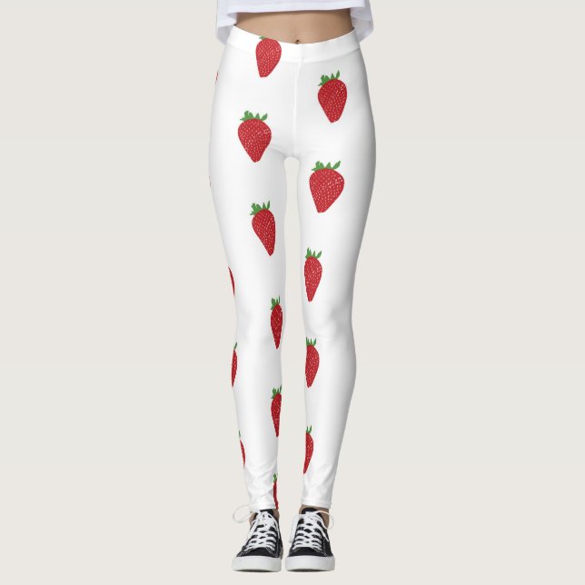 Jordgubbar Mönster Leggings (Framsida)