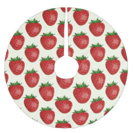 Jordgubbar, Mönster, röda jordgubbar, frukt, Löv Julgransmatta Borstad Polyester