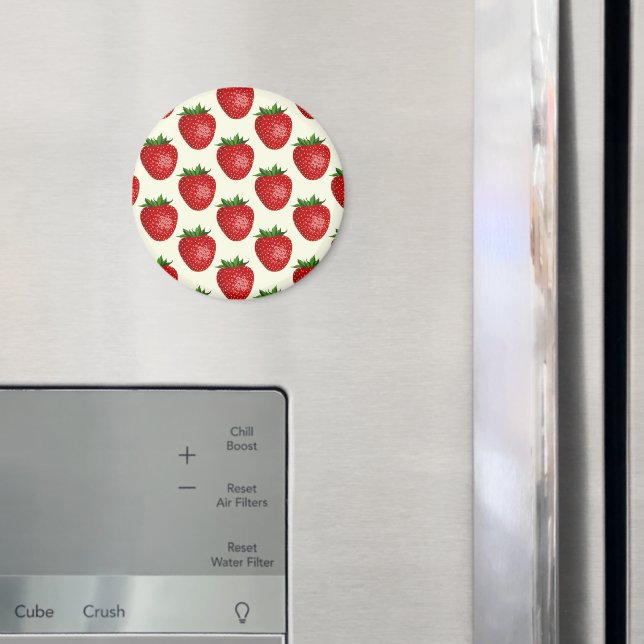 Jordgubbar, Mönster, röda jordgubbar, frukt, Löv Magnet (In Situ (Fridge))