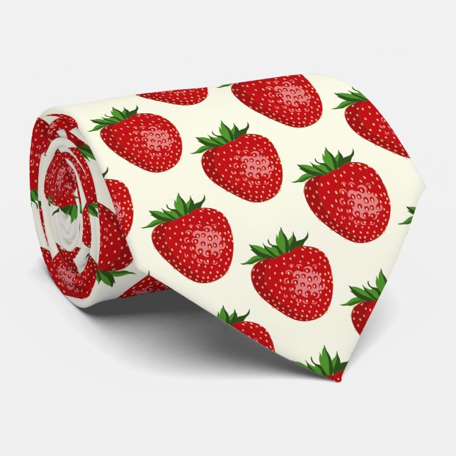 Jordgubbar, Mönster, röda jordgubbar, frukt, Löv Slips (Rullad)