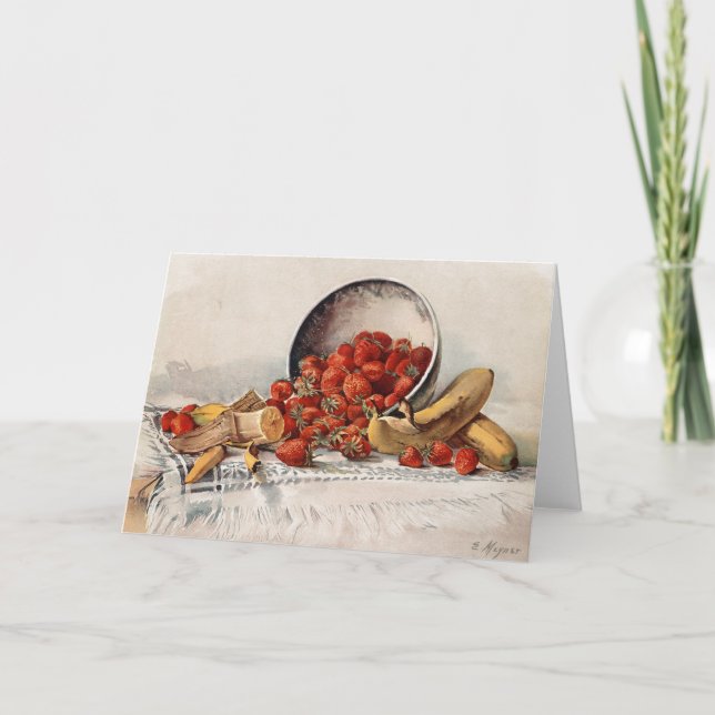 Jordgubbar och bananer i Basket | E. Meyner Kort (Framsida)