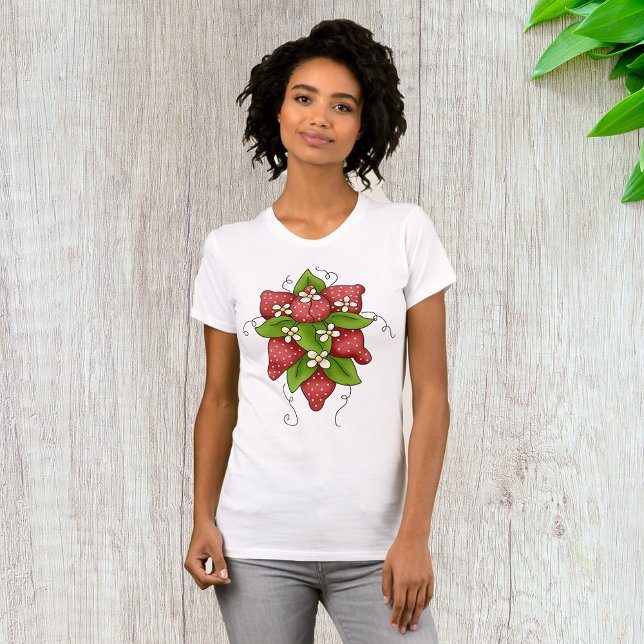 Jordgubbar och Blommar Womens T-Shirt (Skapare uppladdad)